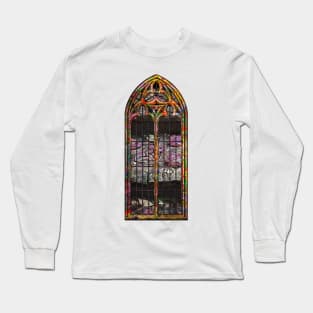 Fallen Leaves Through A Gothic Window Long Sleeve T-Shirt